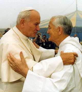 Pope John Paul II (left) and Brother Roger
