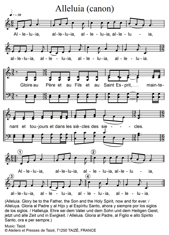 Alleluia (canon) – with French doxology