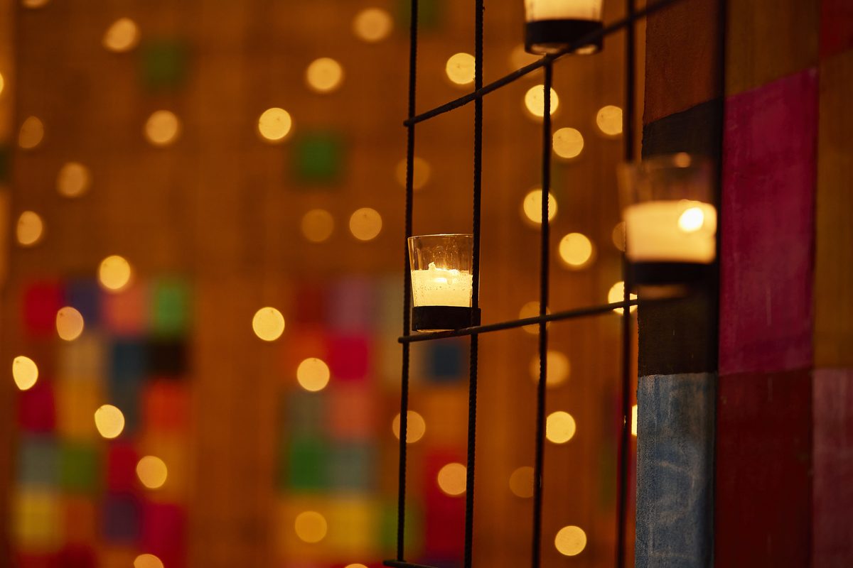 Candles in the altar of The Church of Reconciliation