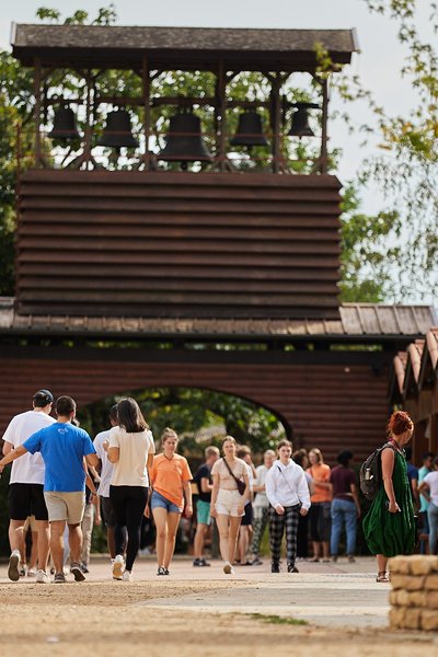 people walk Bells